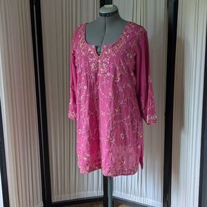 Vintage embroidery & mirrors tunic top